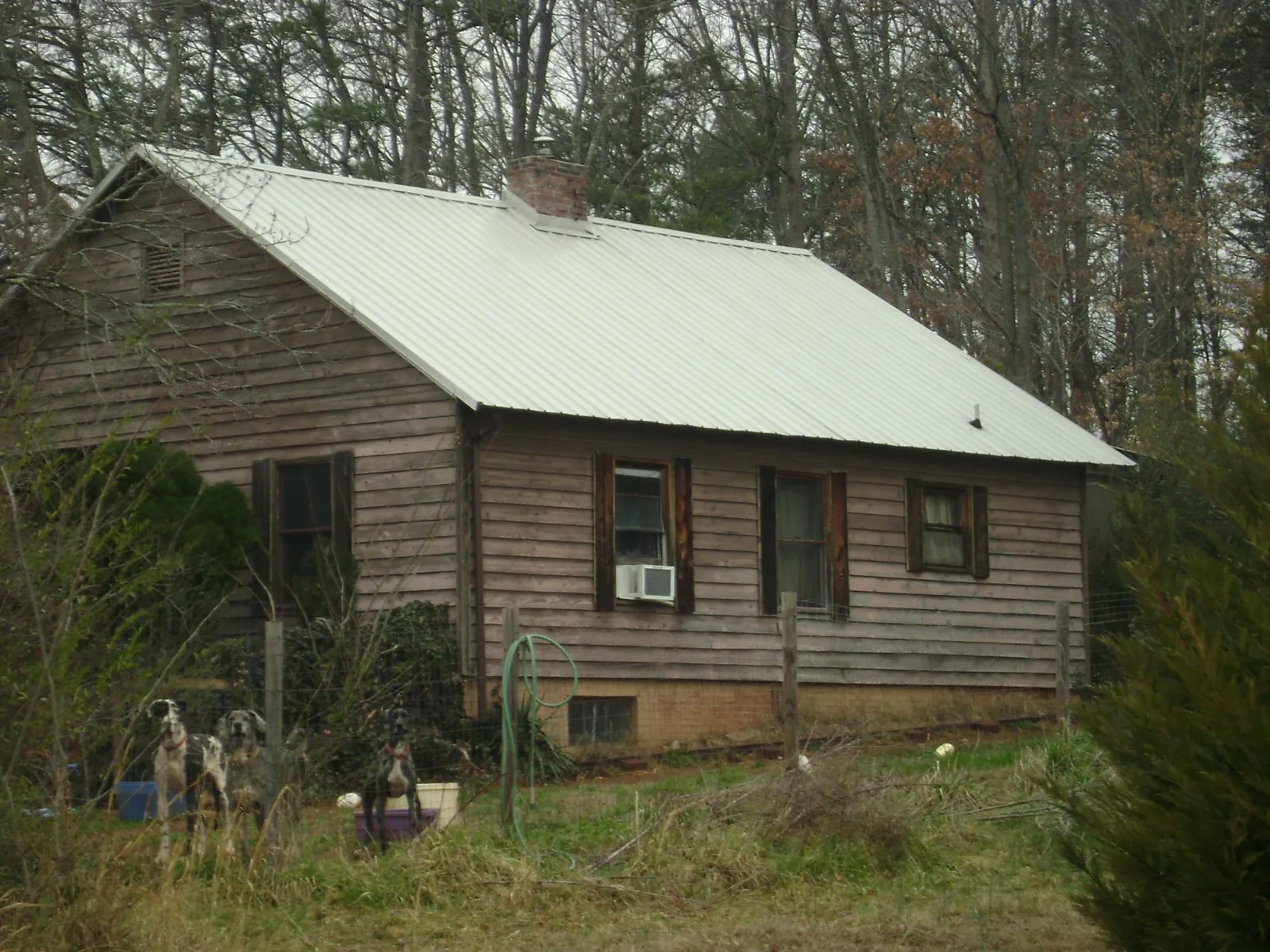 White metal roof on an old wood sided farmhouse, from a Metal Roof Installation job in Olivia